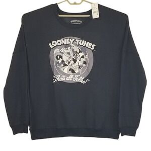 Warner Bros Looney Tunes Sweatshirt Womens 1X Blue Nights That's All Folks!